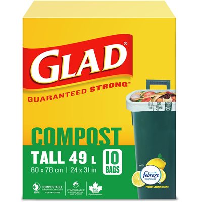 GLAD COMPOSTABLE BAGS TALL KC 10EA