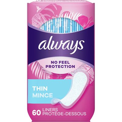 ALWAYS PANTY LINERS UNSCENTED 60EA