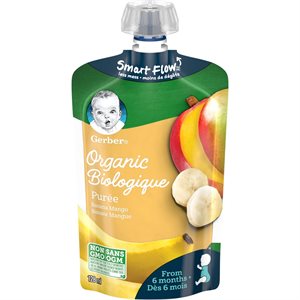 GERBER ORG PR BANA MANGO 6M 128.000ML