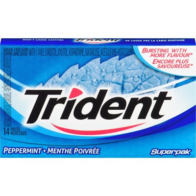 TRIDENT SLAB GUM, PEPPERMINT 14EA