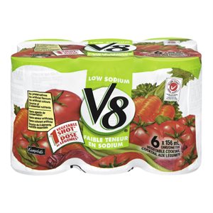 V8 COCKTAIL VEGETABL LW SODIUM 6x156ML