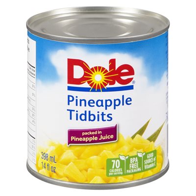 DOLE PINEAPPLE TIDBITS IN JUIC 398.000ML