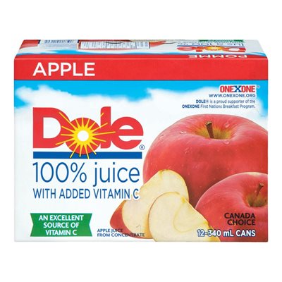 DOLE JUICE 100% APPLE 12x340ML