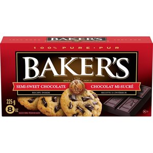 BAKERS CHOC SEMI SWEET 225G