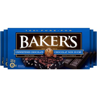 BAKERS CHOC UNSWEETENED 225G