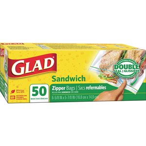 GLAD ZIPPER SANDWICH BAGS 50EA