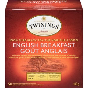 TWININGS ENGL BREAKFAST TEA 50EA