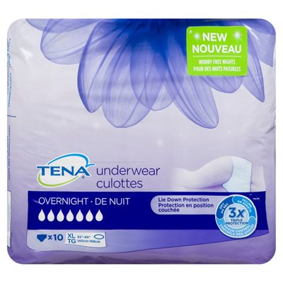 TENA UNDRWR OVERNIGHT XL 10EA